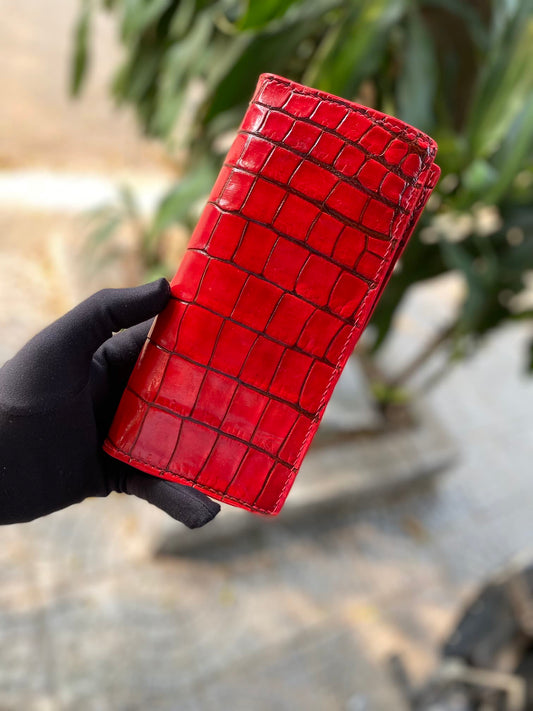 Custom Red Alligator Long Wallet