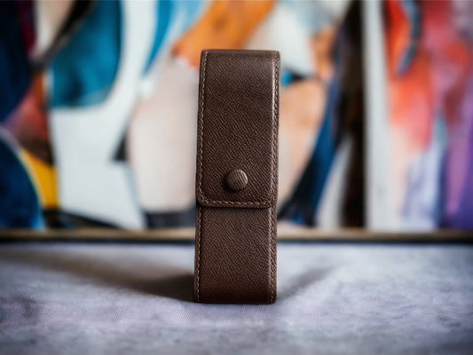 Epsom Dark Brown Cowhide Pen Case