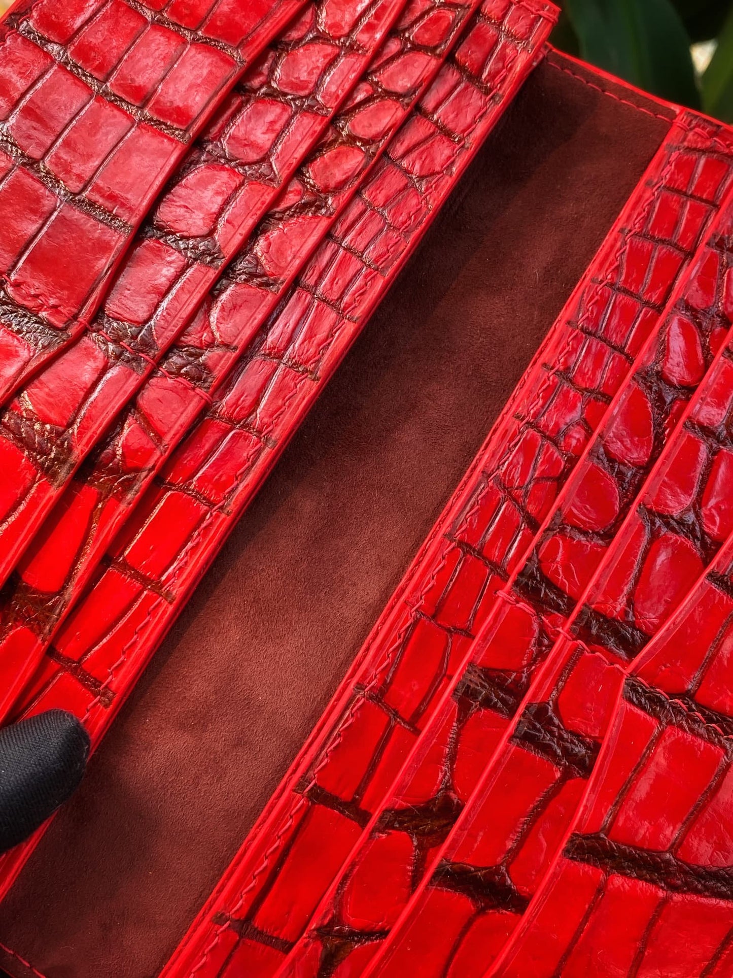 Custom Red Alligator Long Wallet