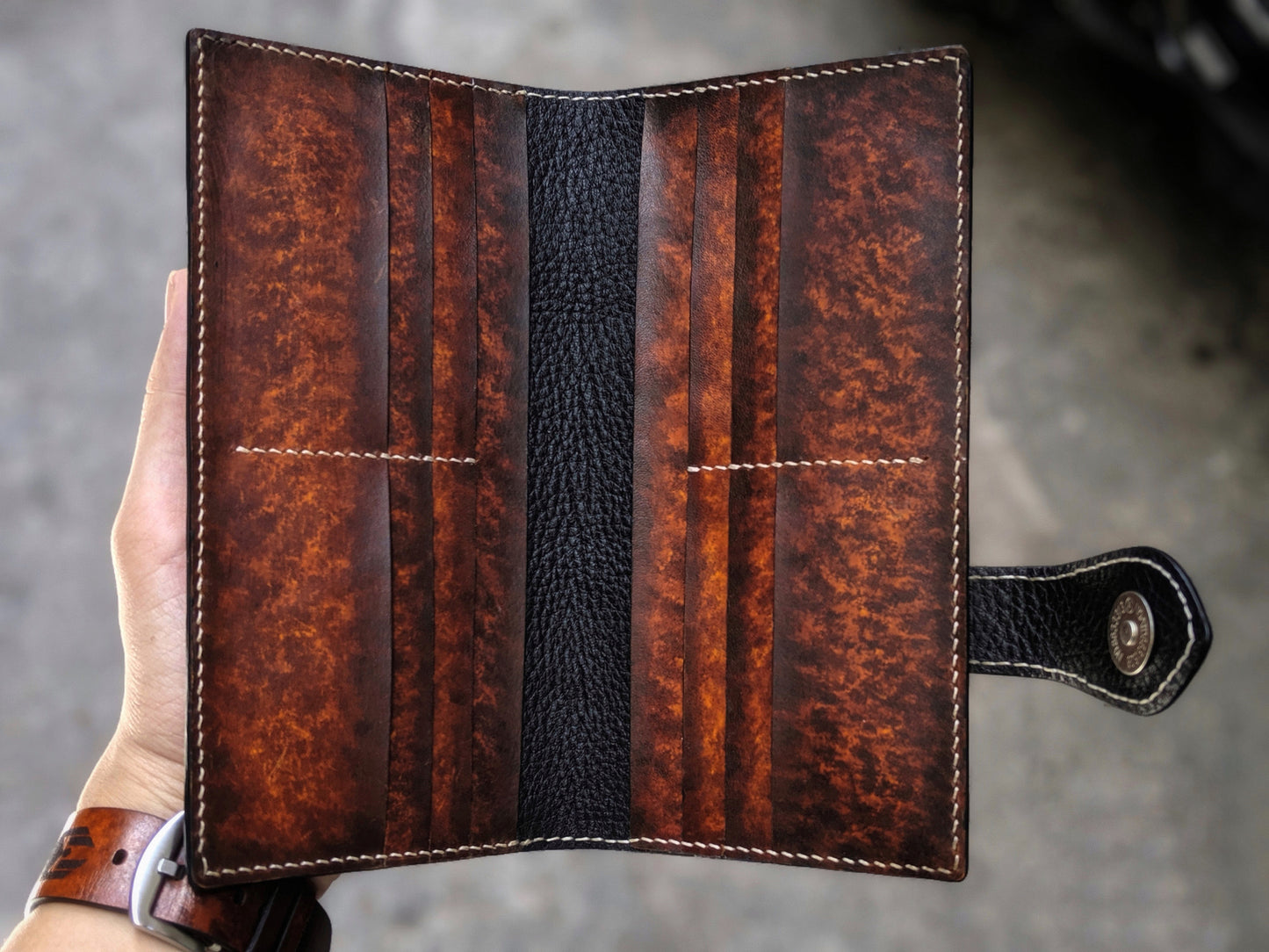 Custom Hand-Carved Wolf Long Wallet