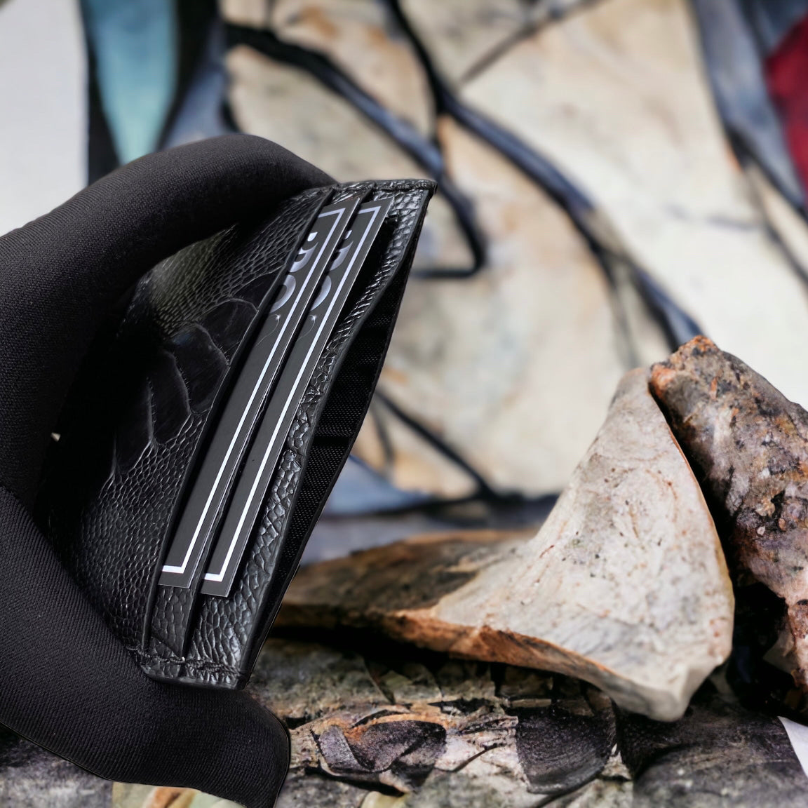Custom Black Alligator Zipper Card Holder