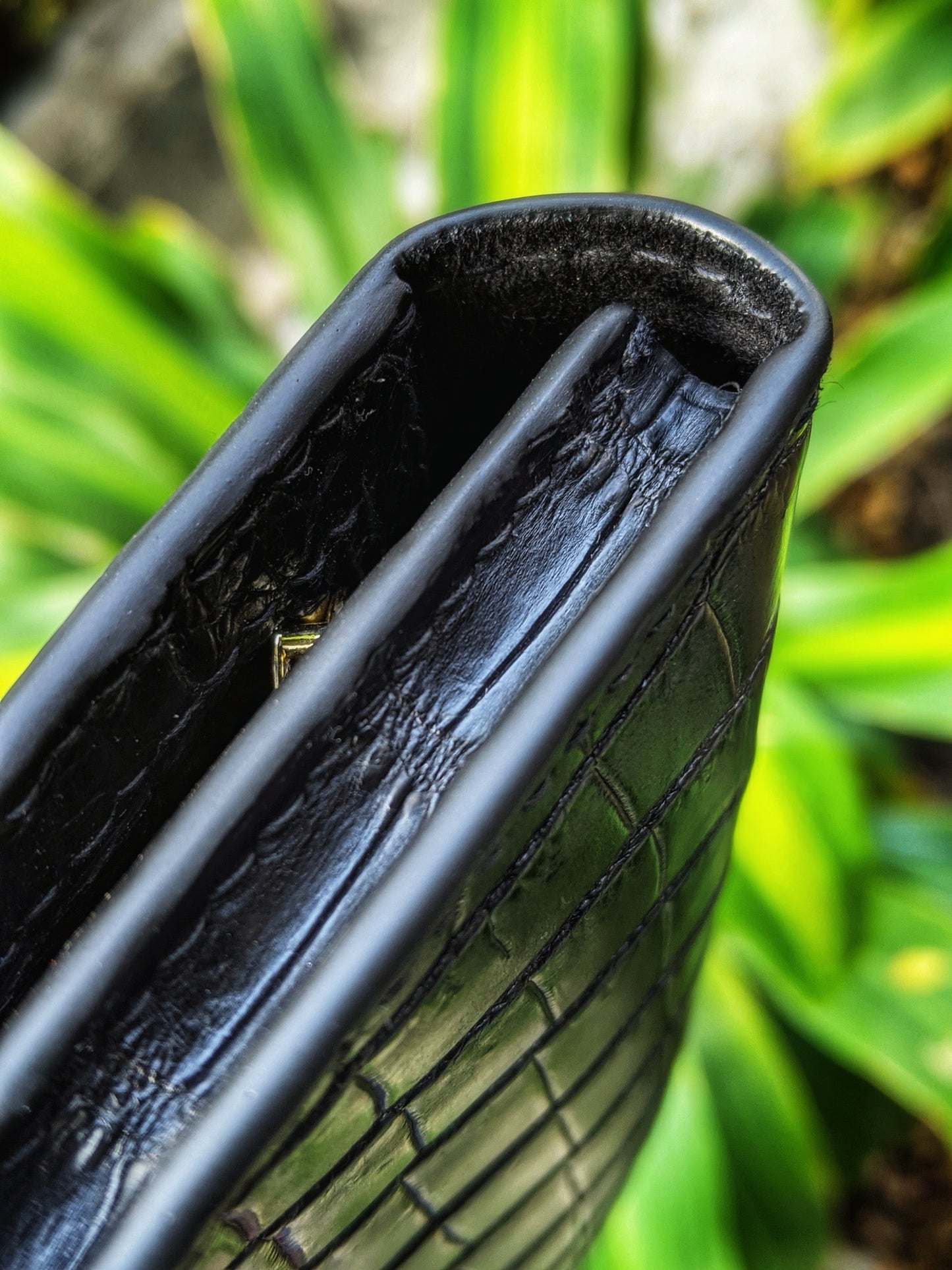 Black Alligator Leather Long Wallet
