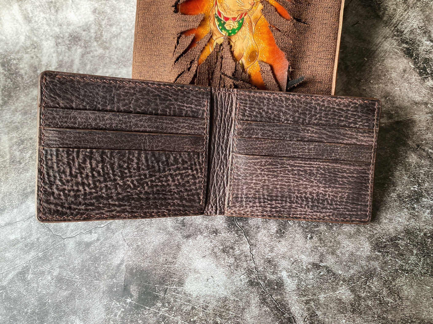 Brown Shark Skin Leather Wallet