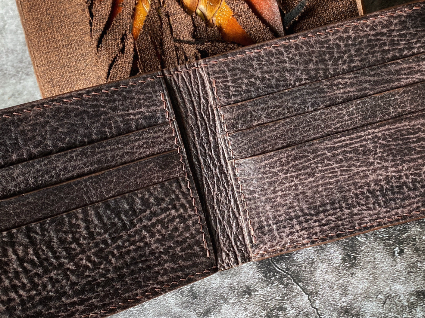 Brown Shark Skin Leather Wallet