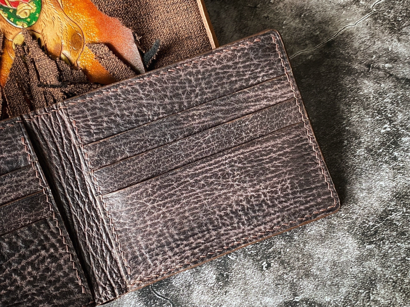 Brown Shark Skin Leather Wallet