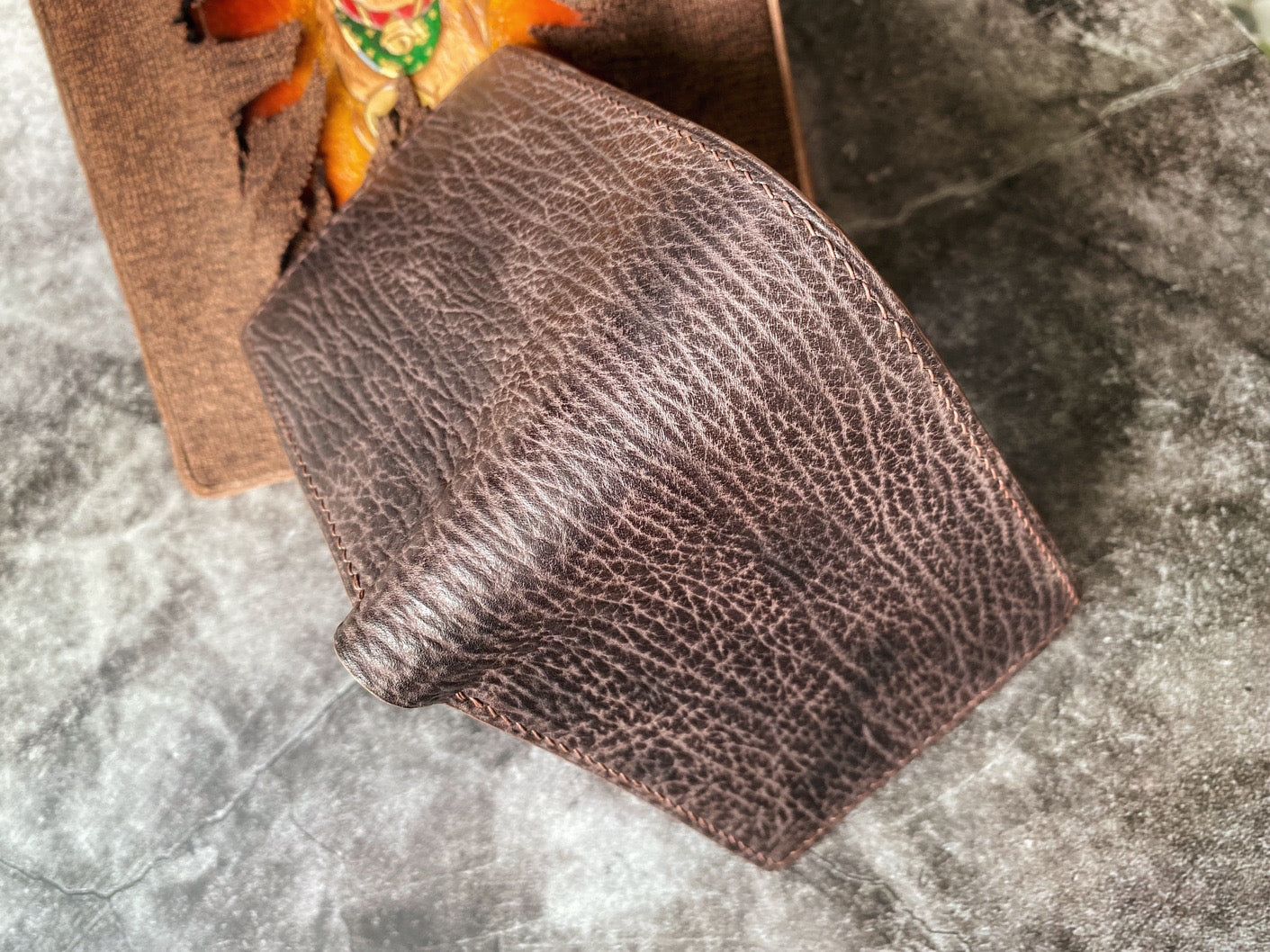 Brown Shark Skin Leather Wallet
