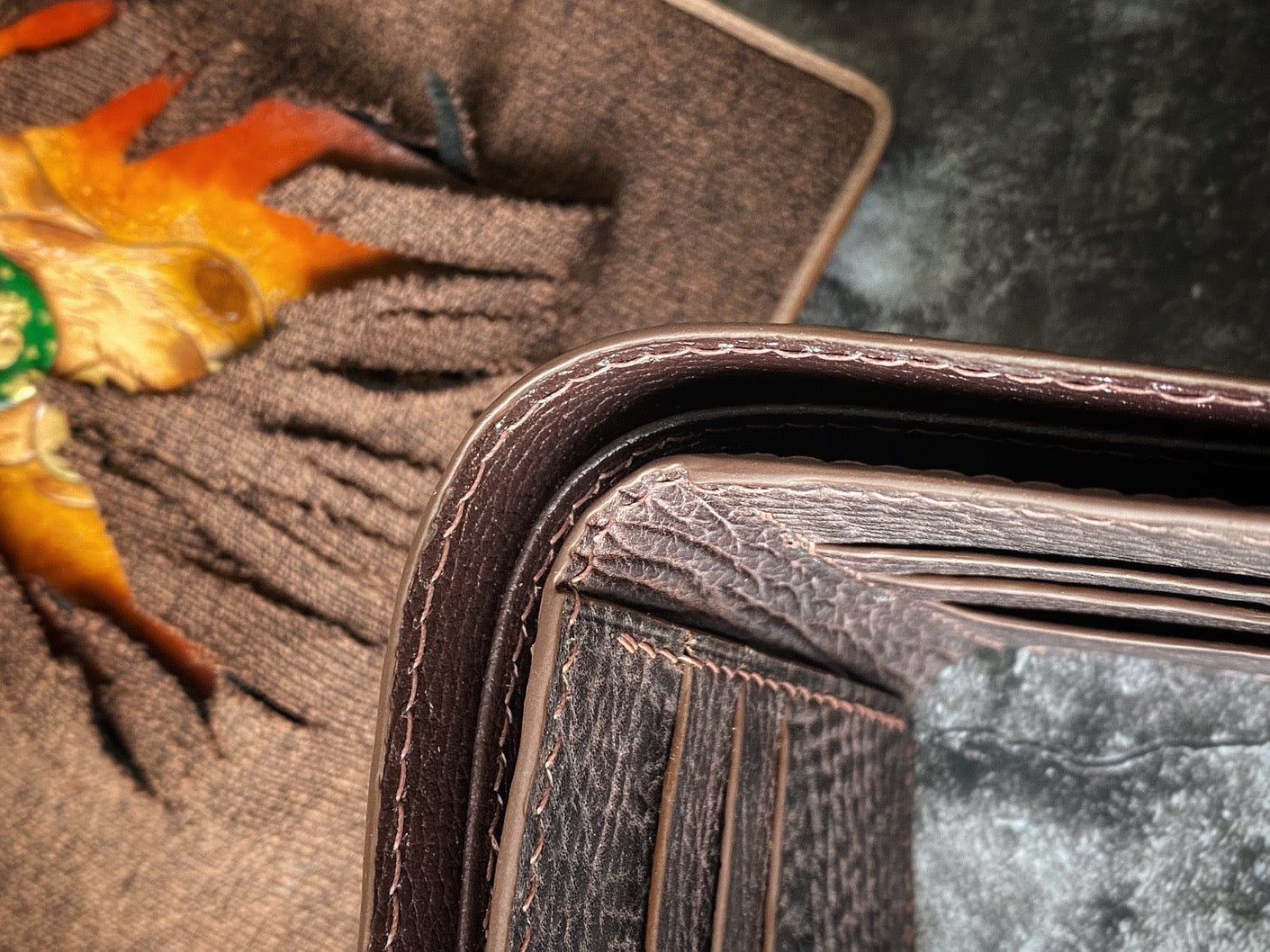 Brown Shark Skin Leather Wallet