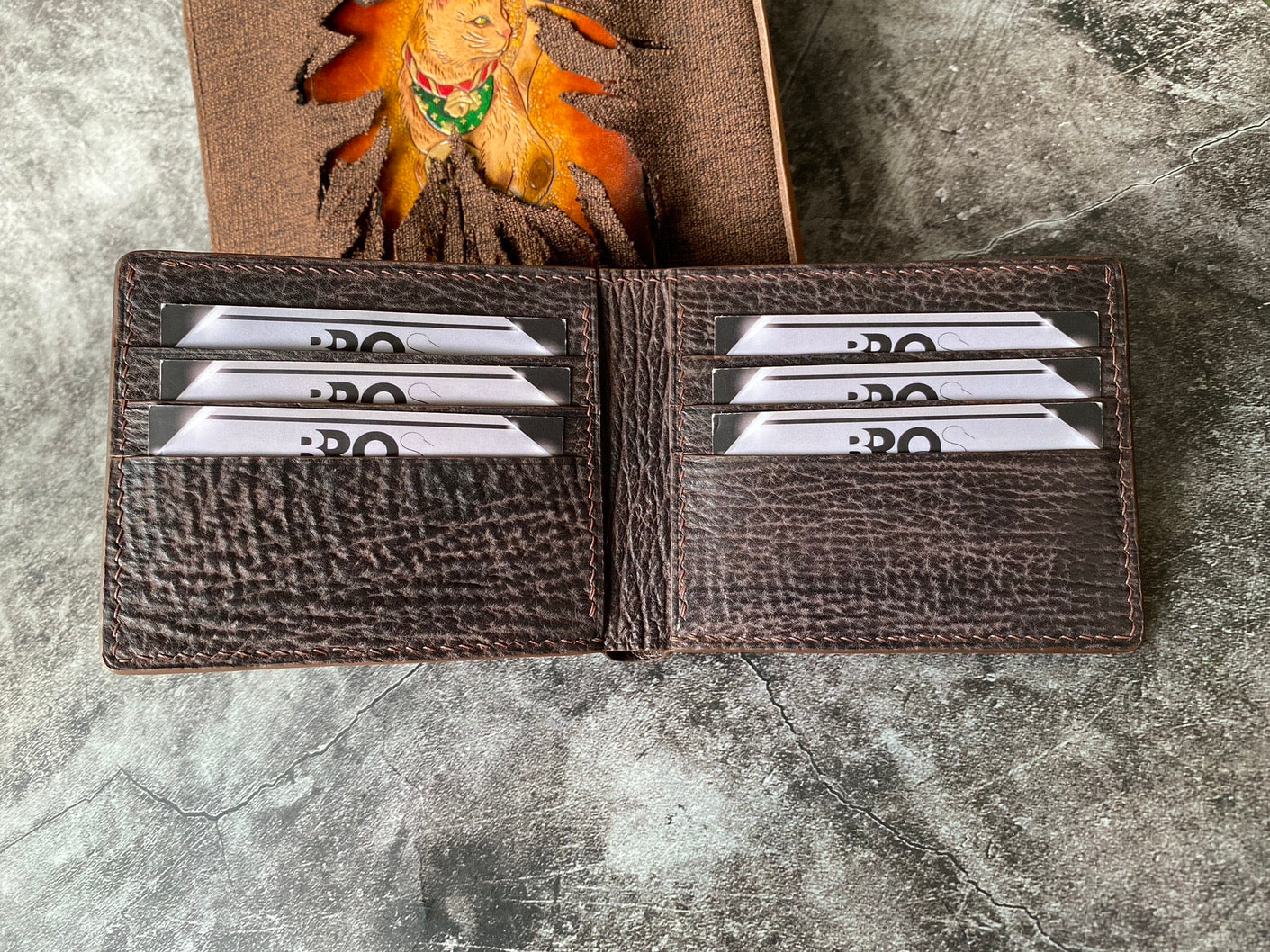 Brown Shark Skin Leather Wallet