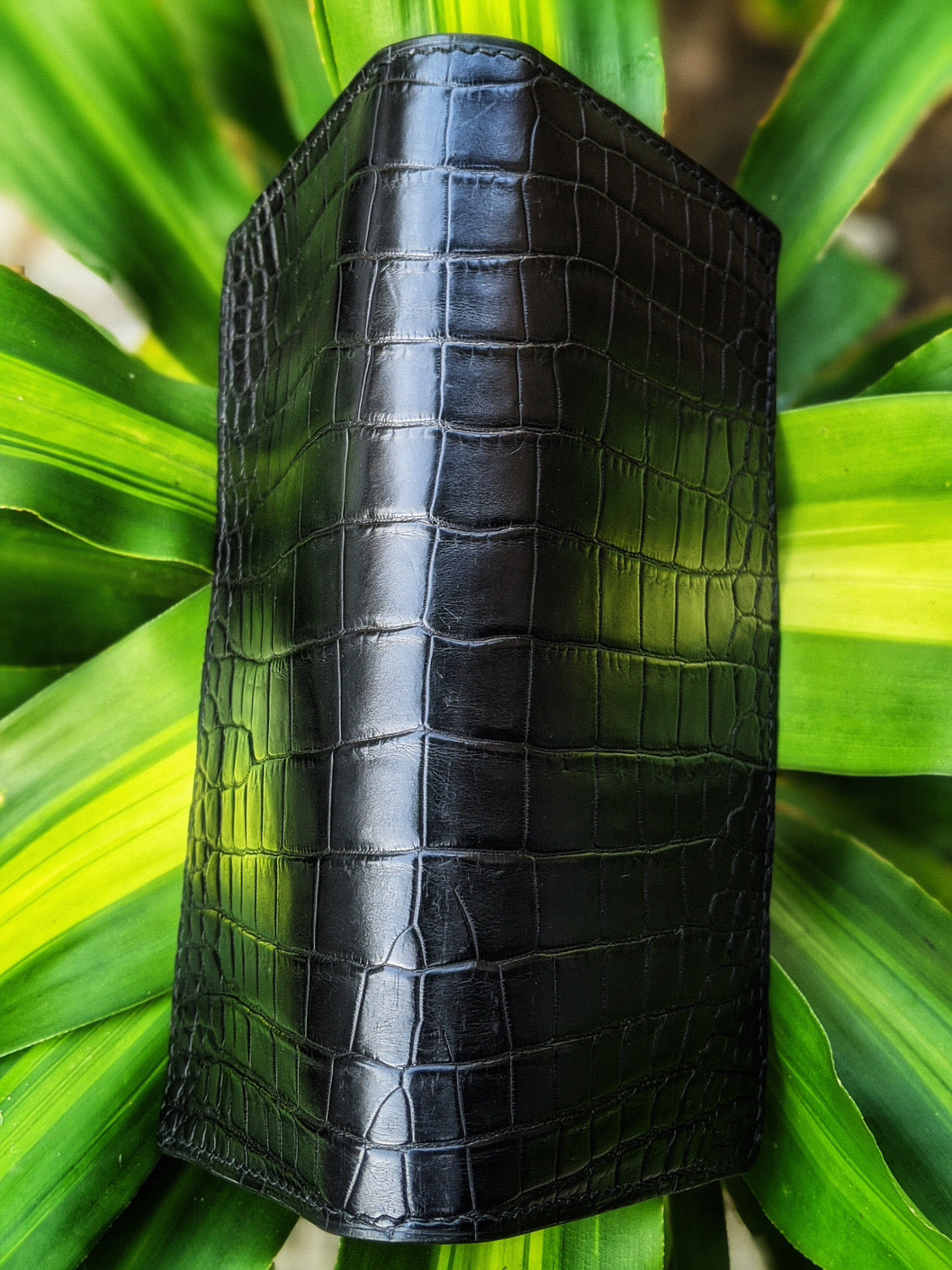 Black Alligator Leather Long Wallet