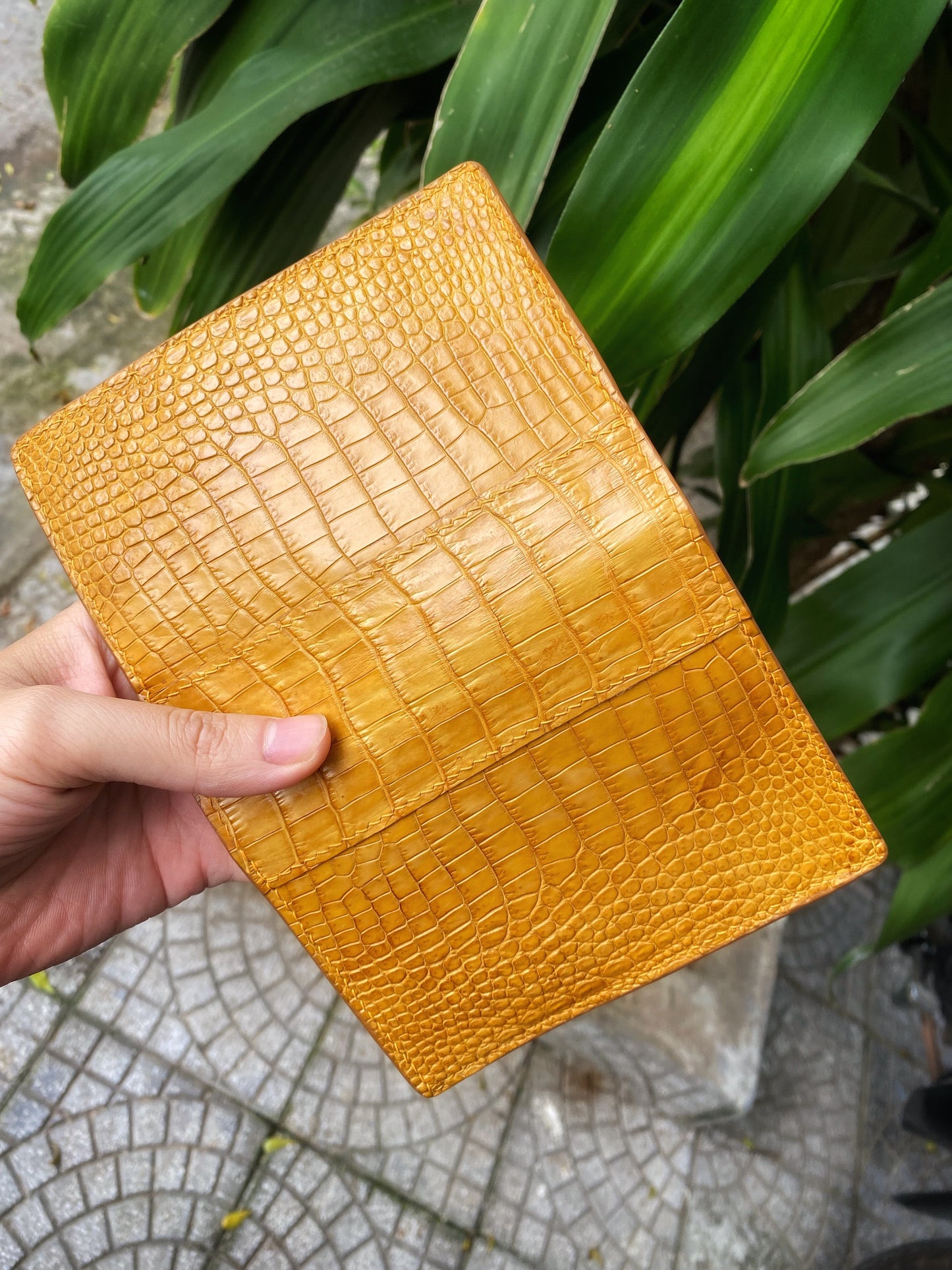 Custom Yellow Alligator Passport Holder