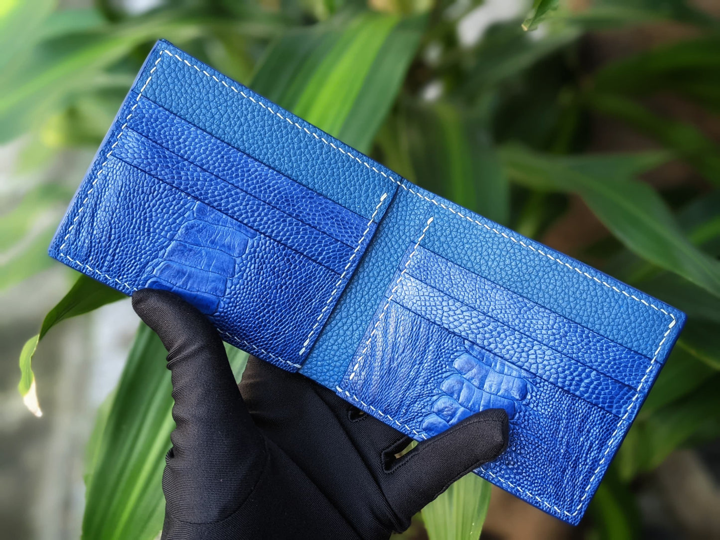 Custom Himalaya Alligator And Blue Ostrich Leg Leather Wallet