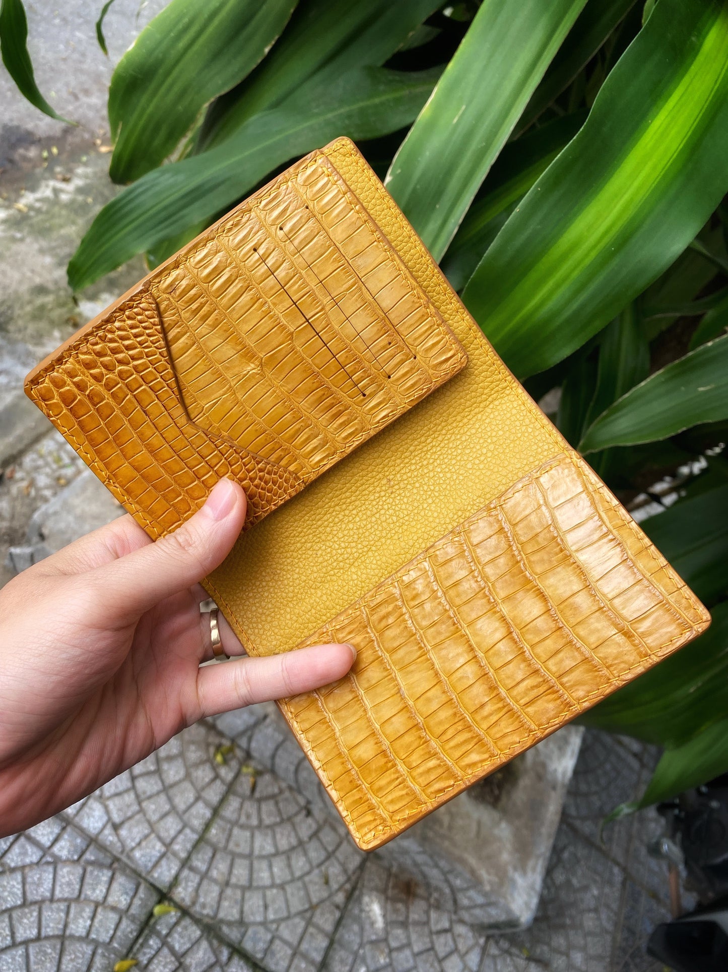 Custom Yellow Alligator Passport Holder