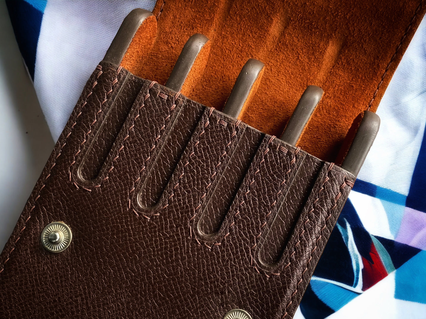 Epsom Dark Brown Cowhide Pen Case