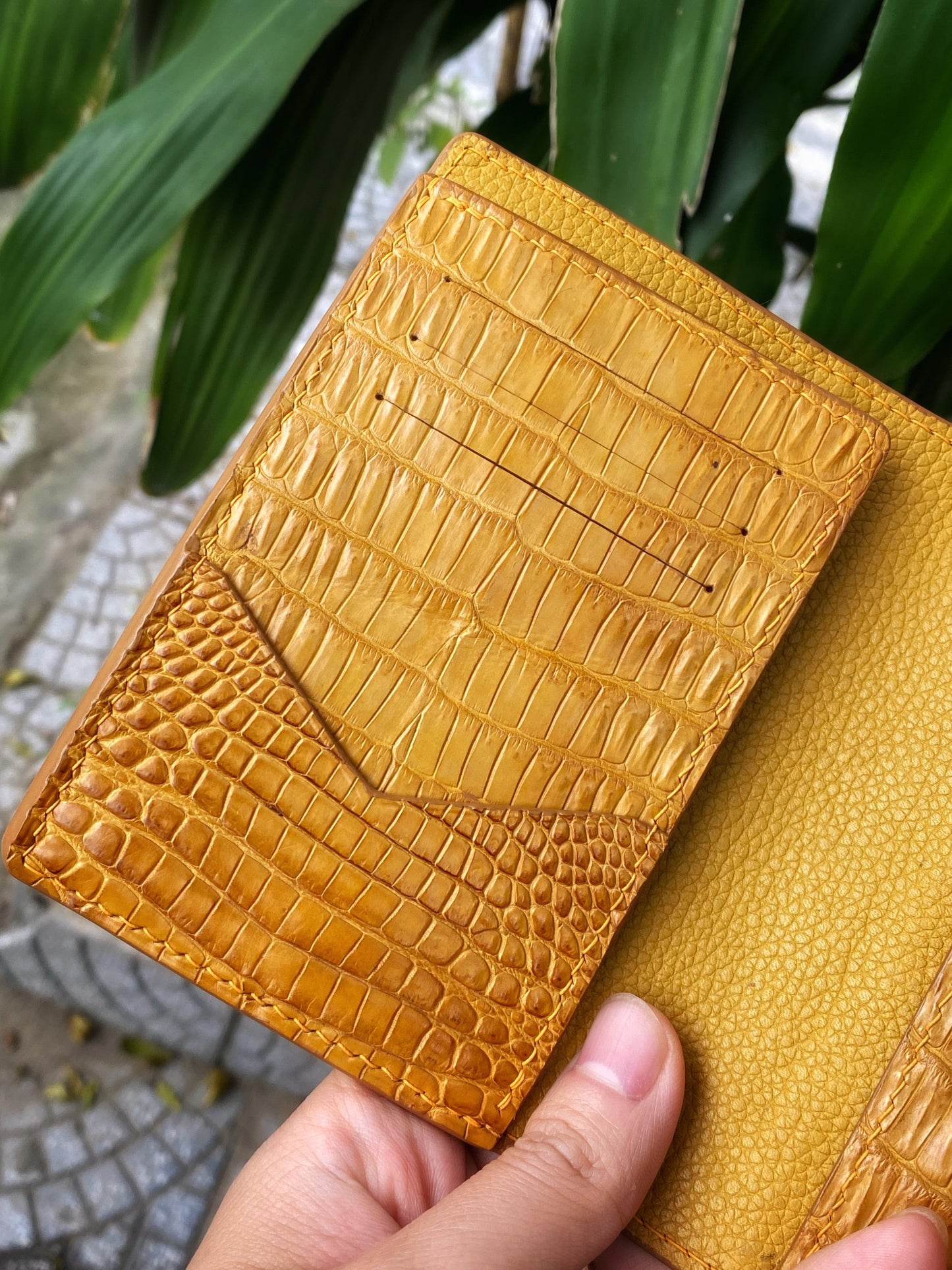 Custom Yellow Alligator Passport Holder