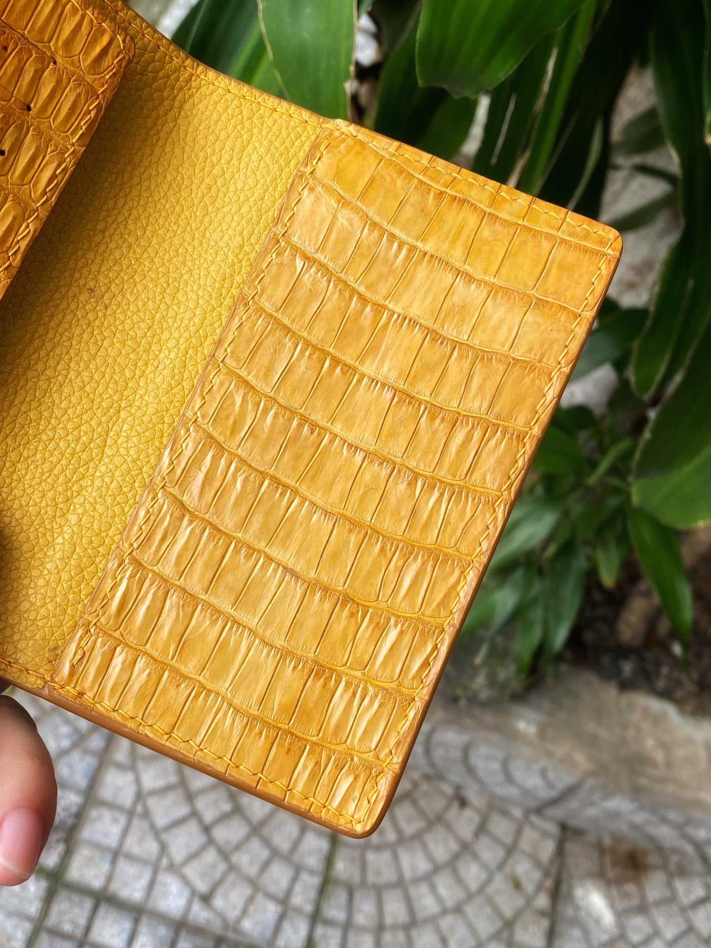 Custom Yellow Alligator Passport Holder