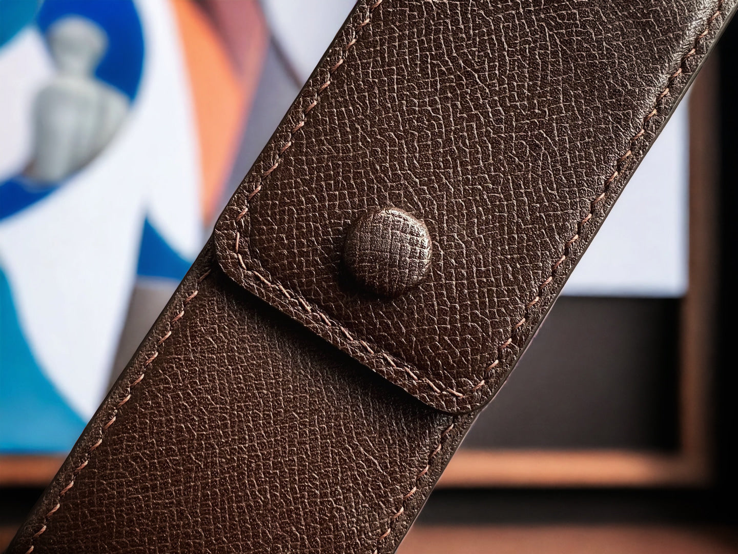 Epsom Dark Brown Cowhide Pen Case