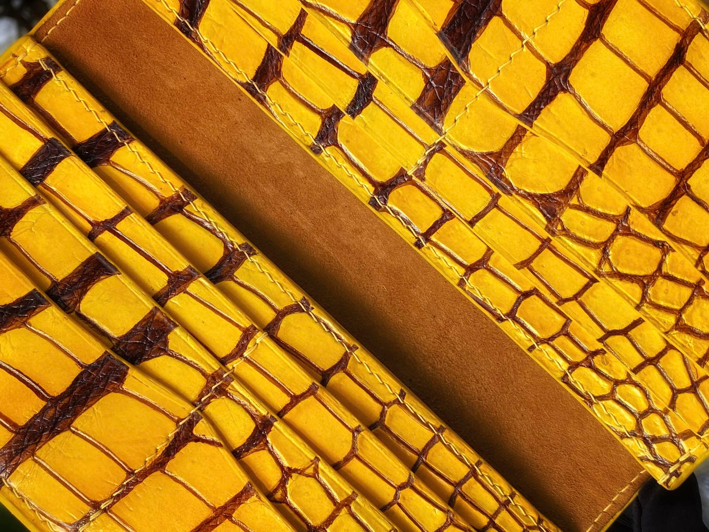 Custom Yellow Alligator Long Wallet