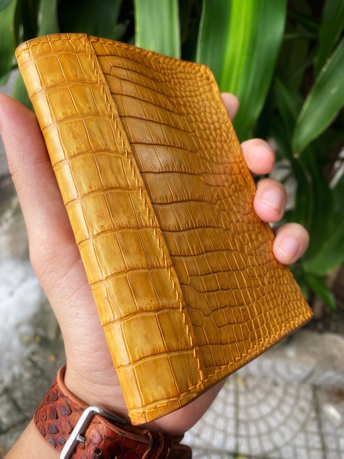 Custom Yellow Alligator Passport Holder