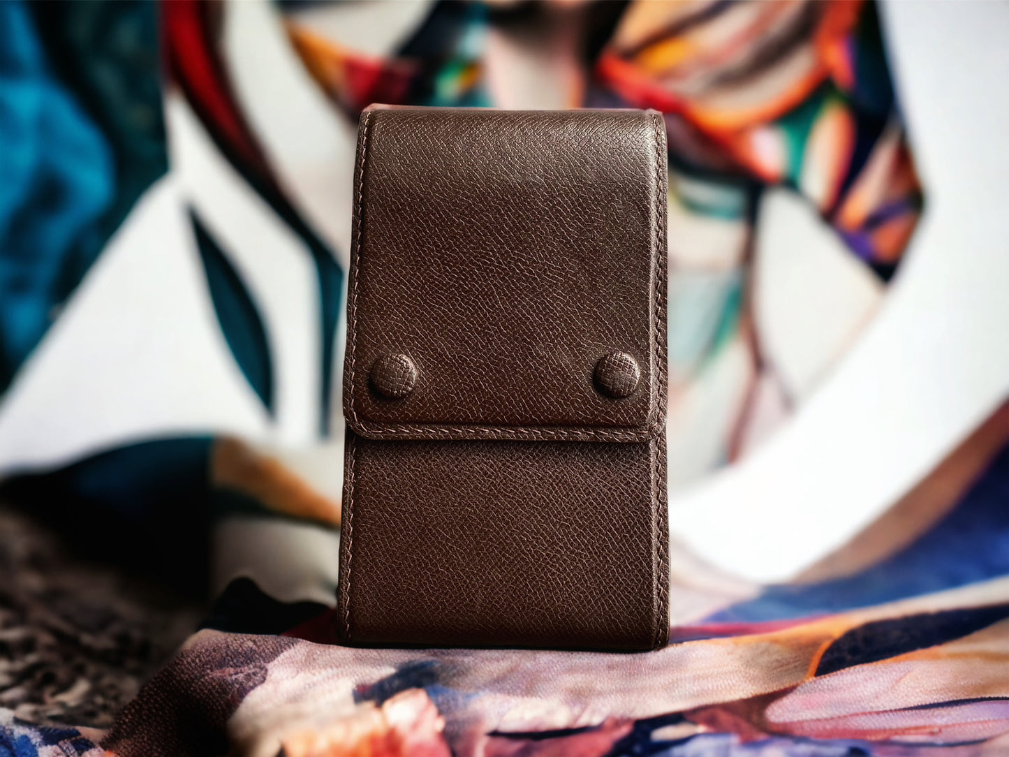 Epsom Dark Brown Cowhide Pen Case