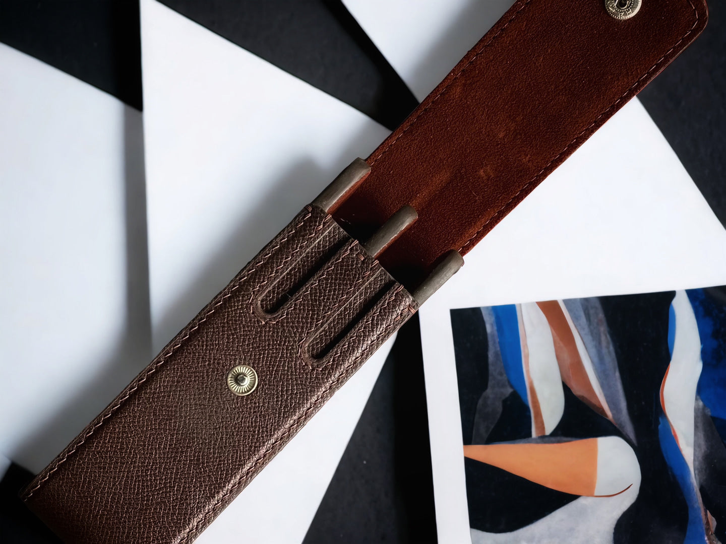 Epsom Dark Brown Cowhide Pen Case