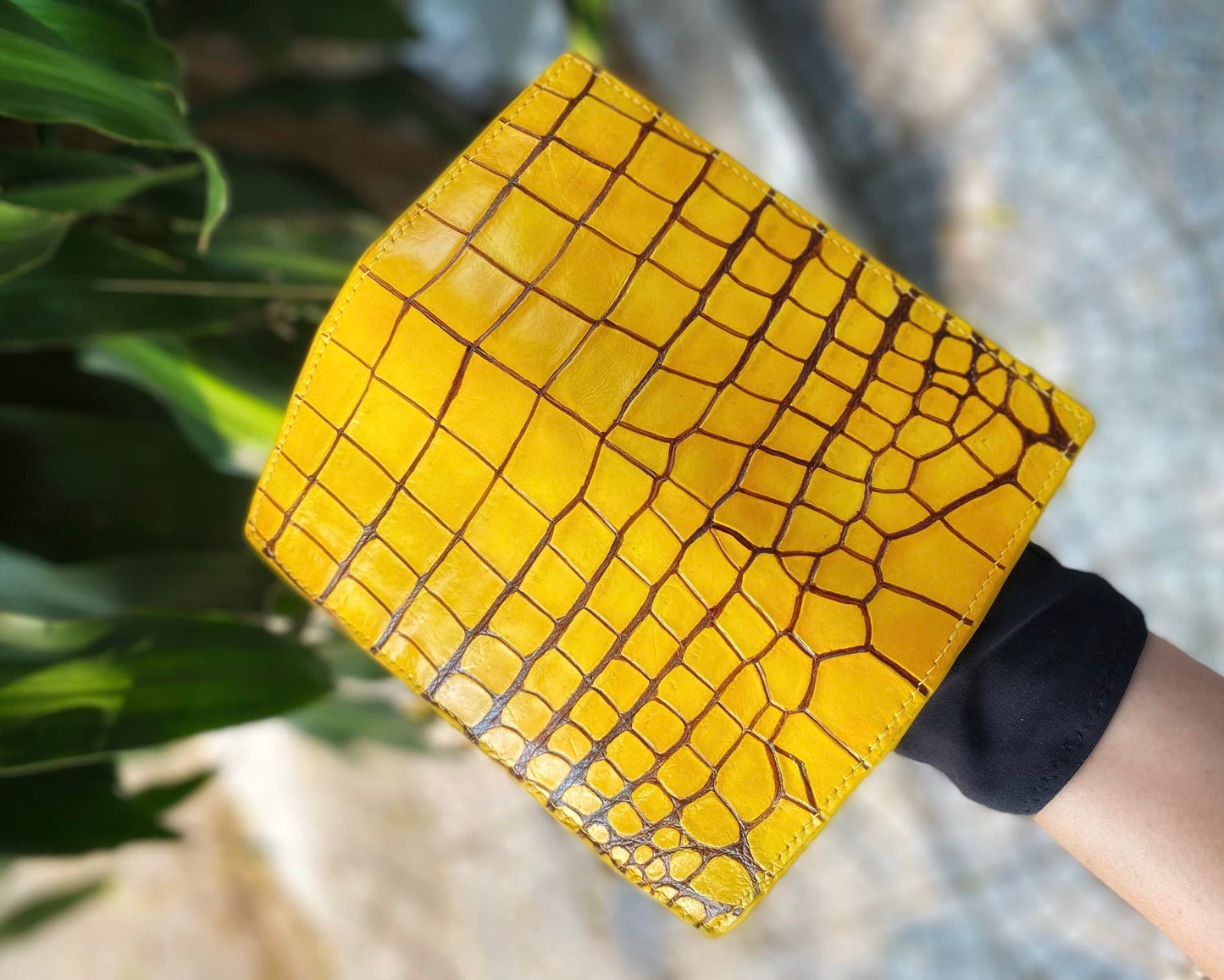 Custom Yellow Alligator Long Wallet