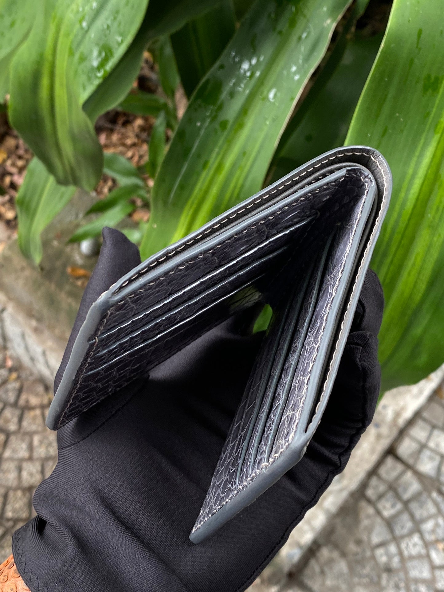 Custom Gray Alligator Leather Wallet