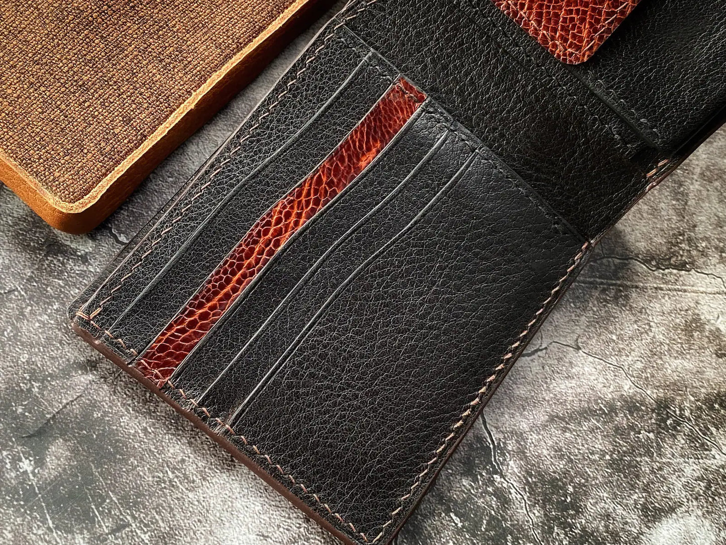 Custom Brown Ostrich Leg Wallet with Coin Pocket