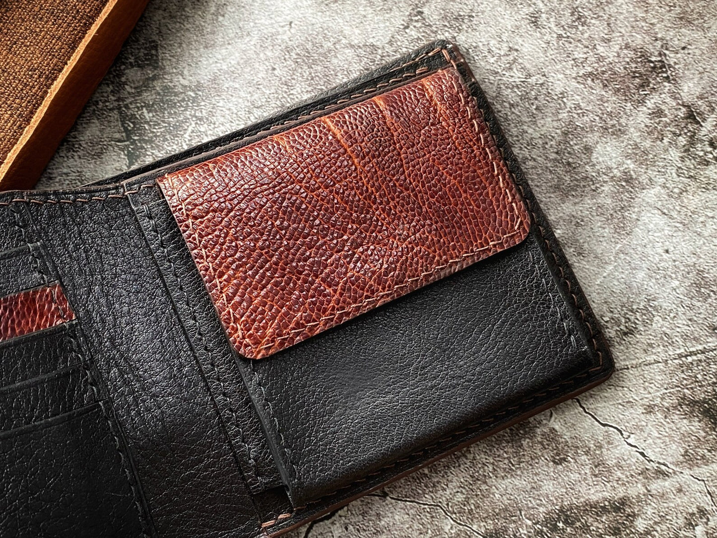 Custom Brown Ostrich Leg Wallet with Coin Pocket