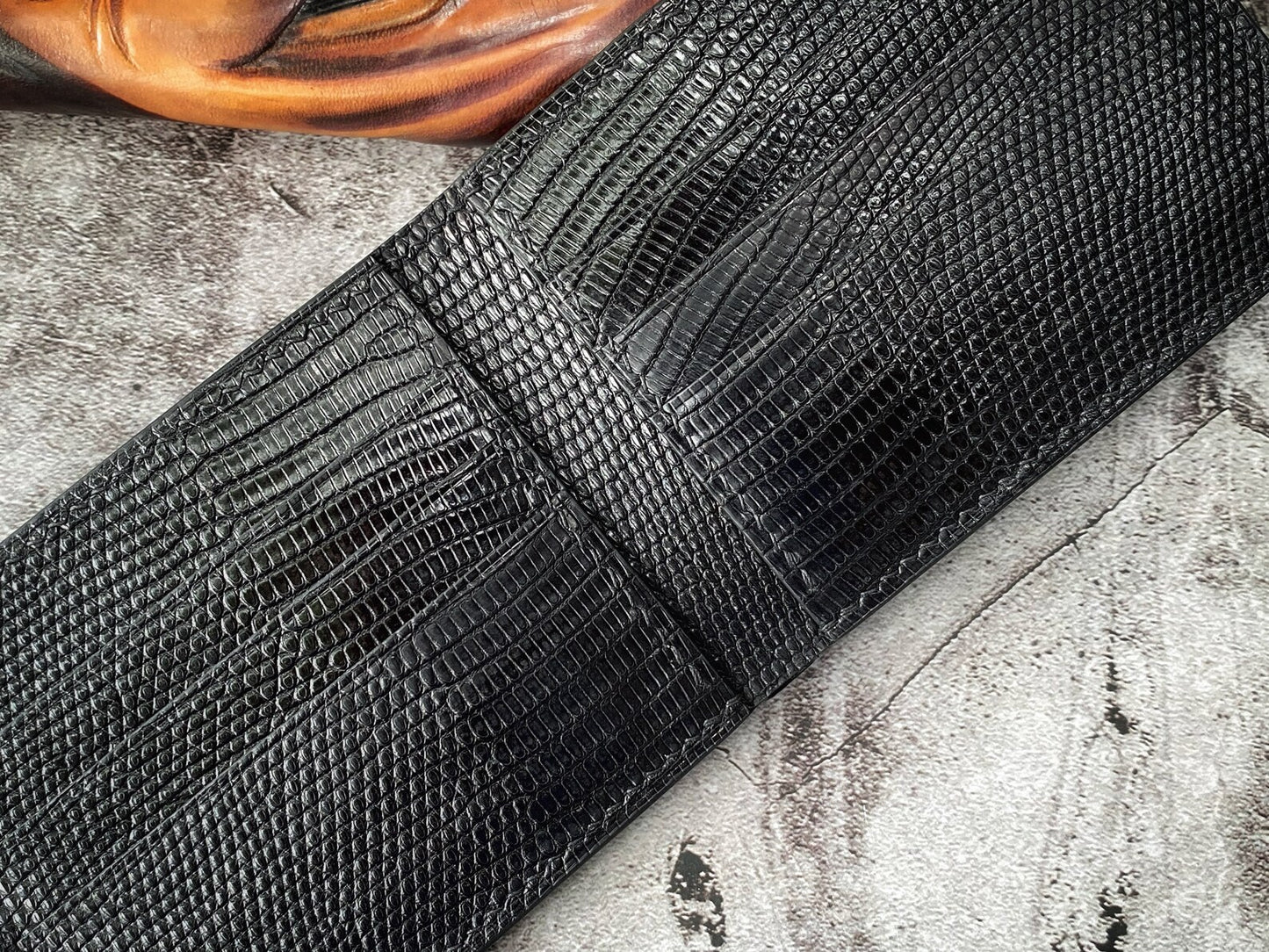 Black Lizard Leather Wallet