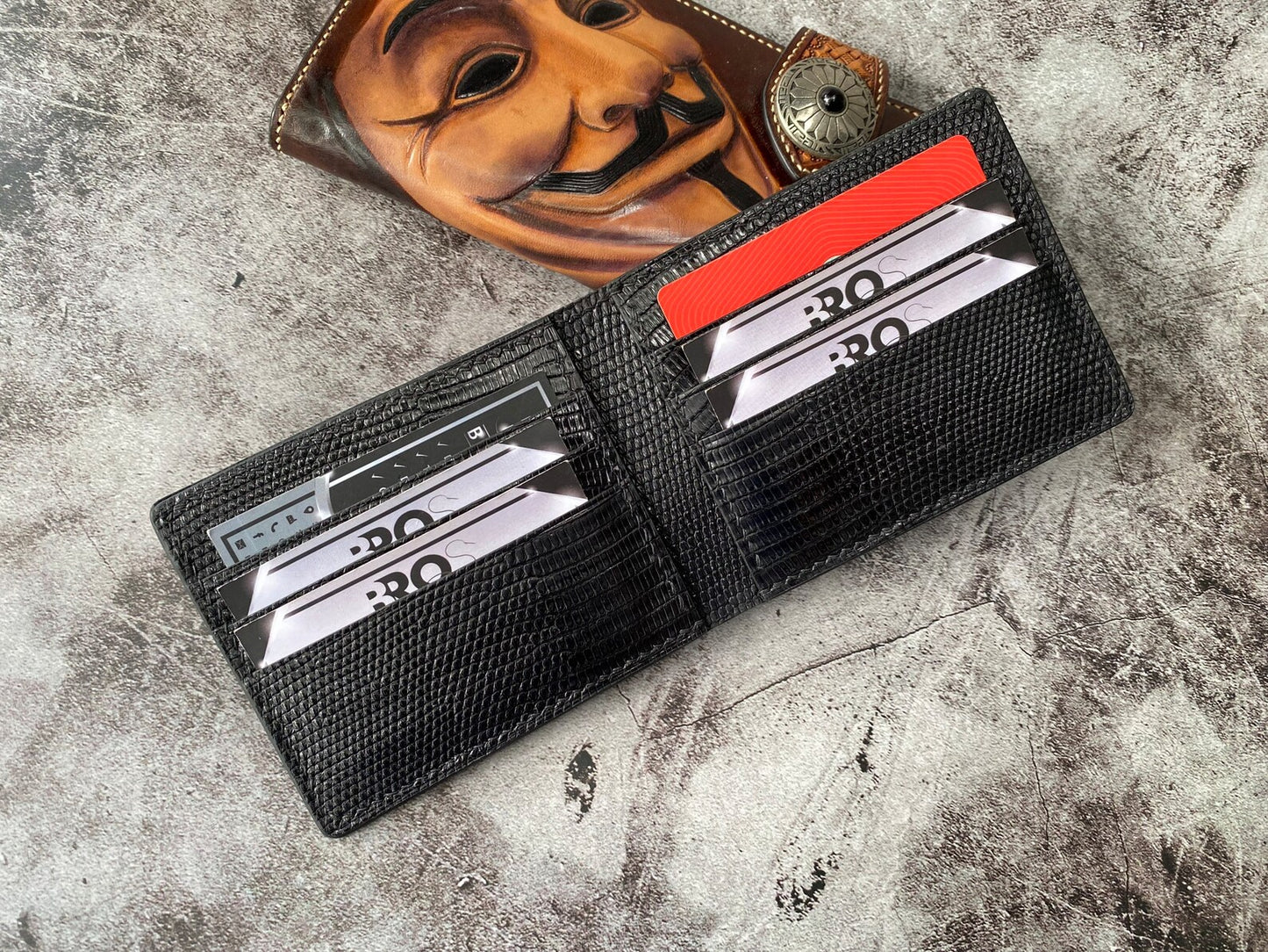 Black Lizard Leather Wallet