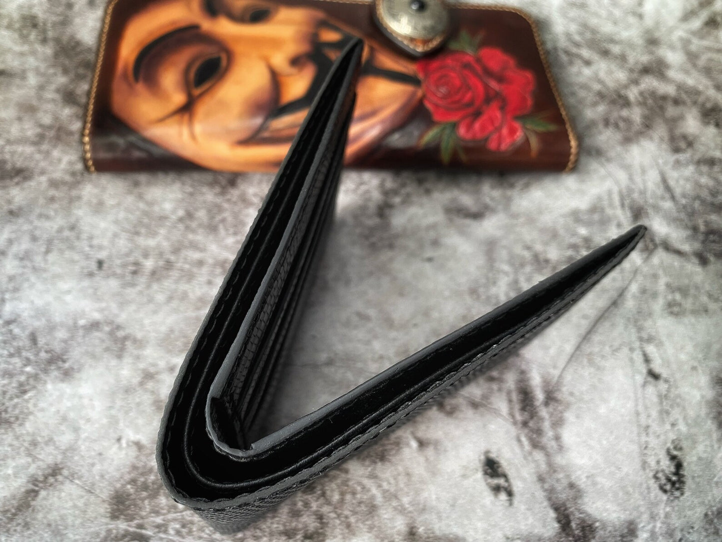 Black Lizard Leather Wallet
