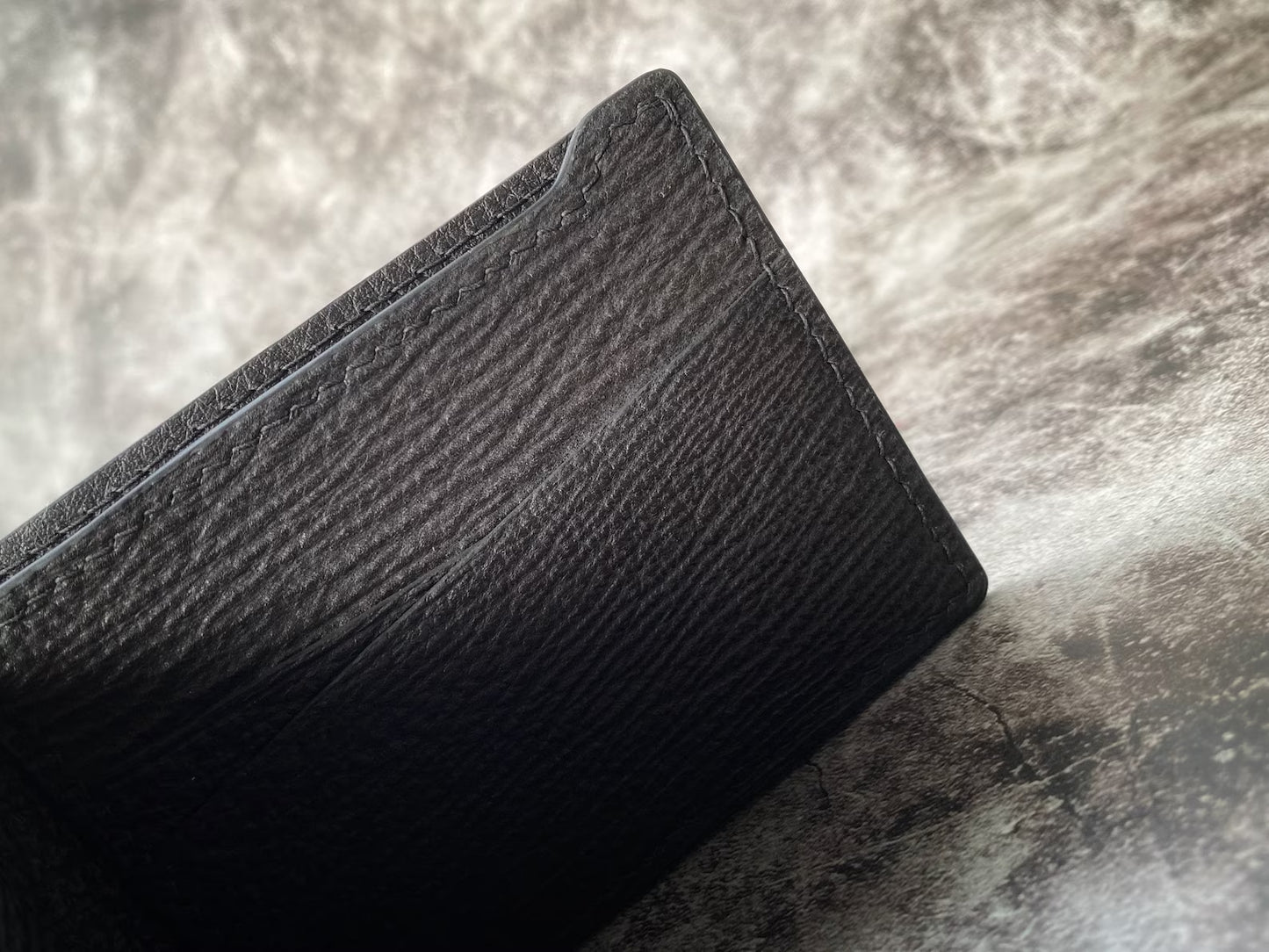 Minimalist Black Shark Skin Leather Wallet