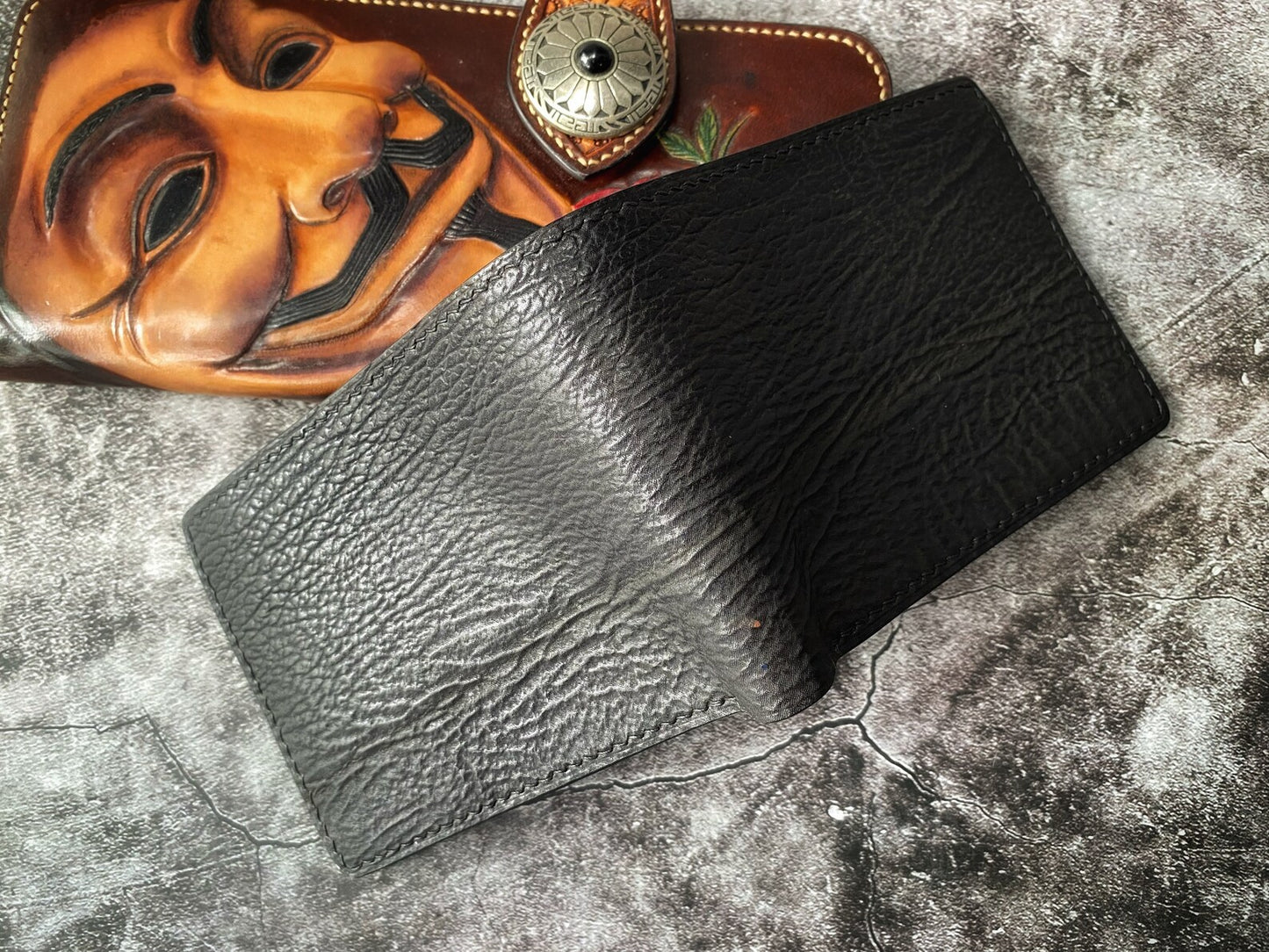 Black Shark Skin Leather Wallet