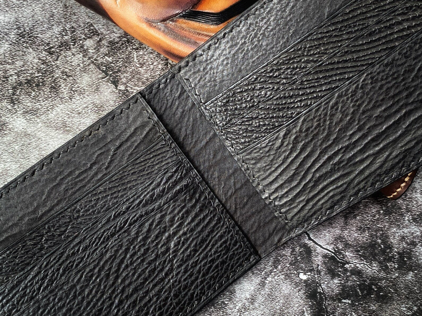Black Shark Skin Leather Wallet