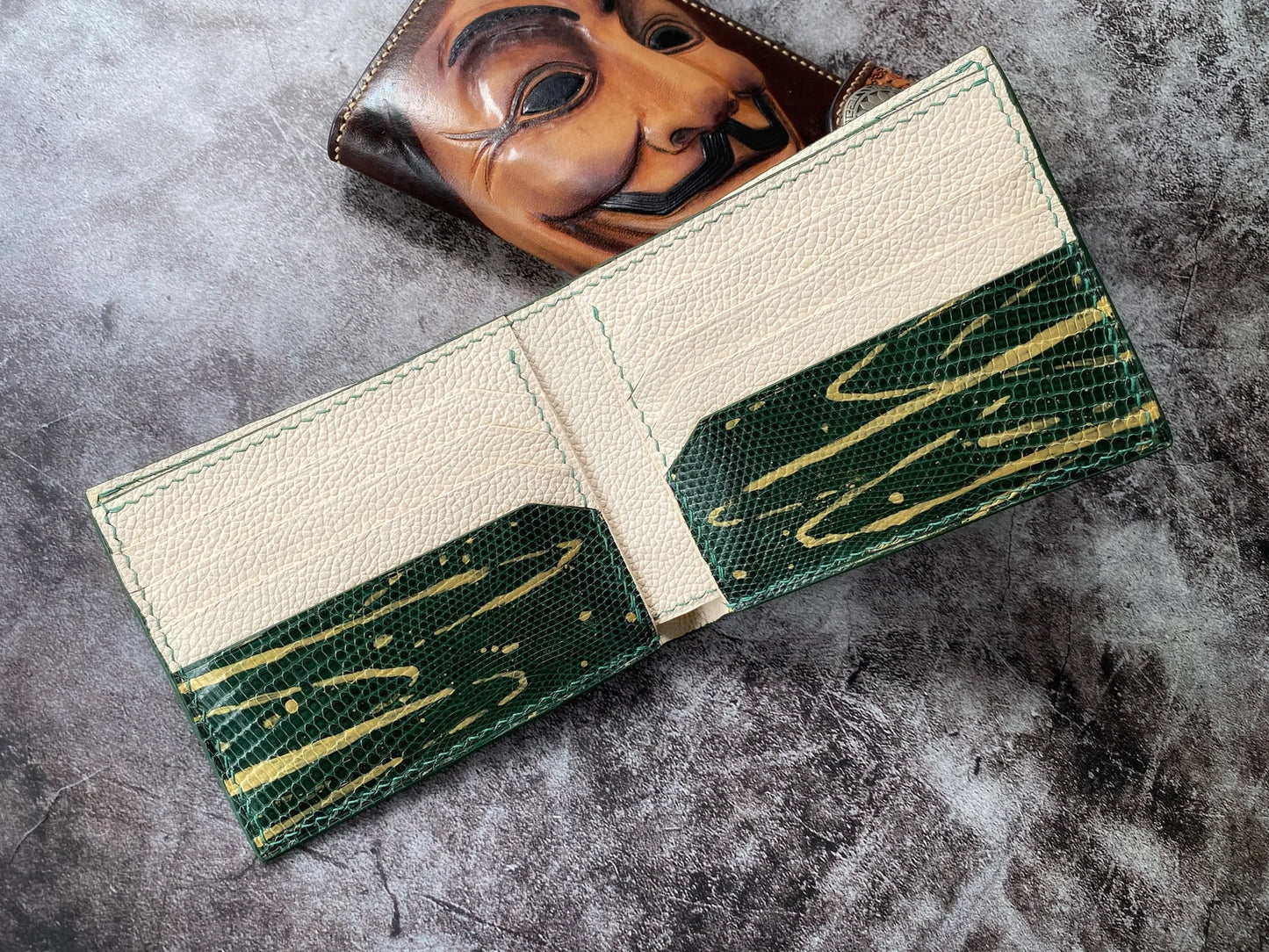 Custom Green Lizard Leather Wallet
