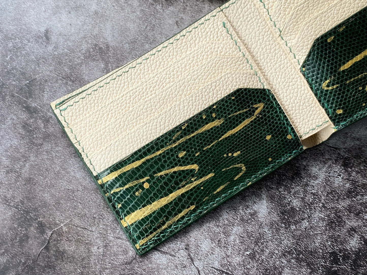 Custom Green Lizard Leather Wallet