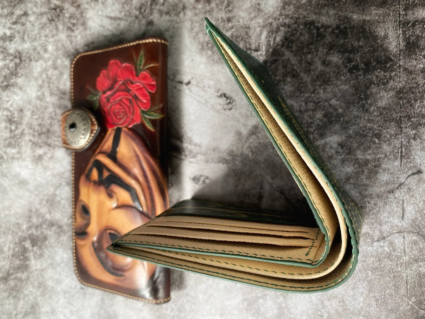 Custom Green Lizard Leather Wallet