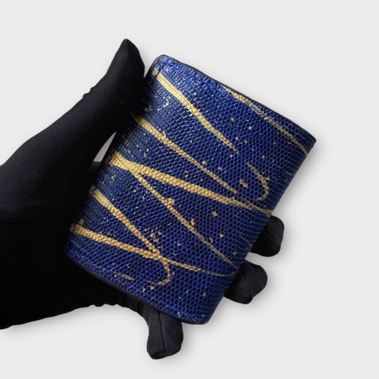 Navy Blue mix Gold Lizard Wallet