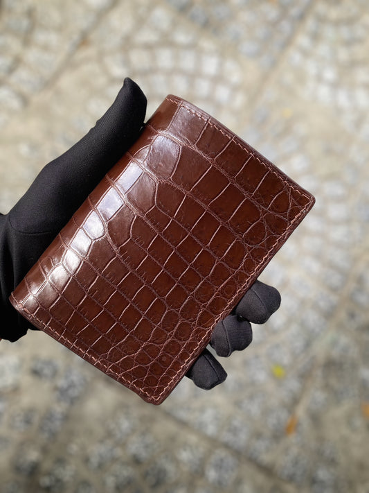 Custom Brown Alligator Passport Holder