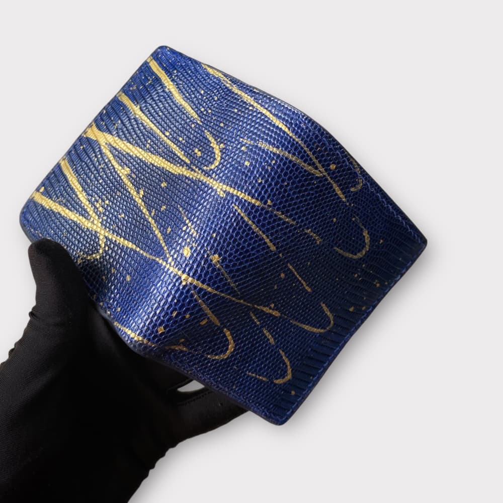 Navy Blue mix Gold Lizard Wallet