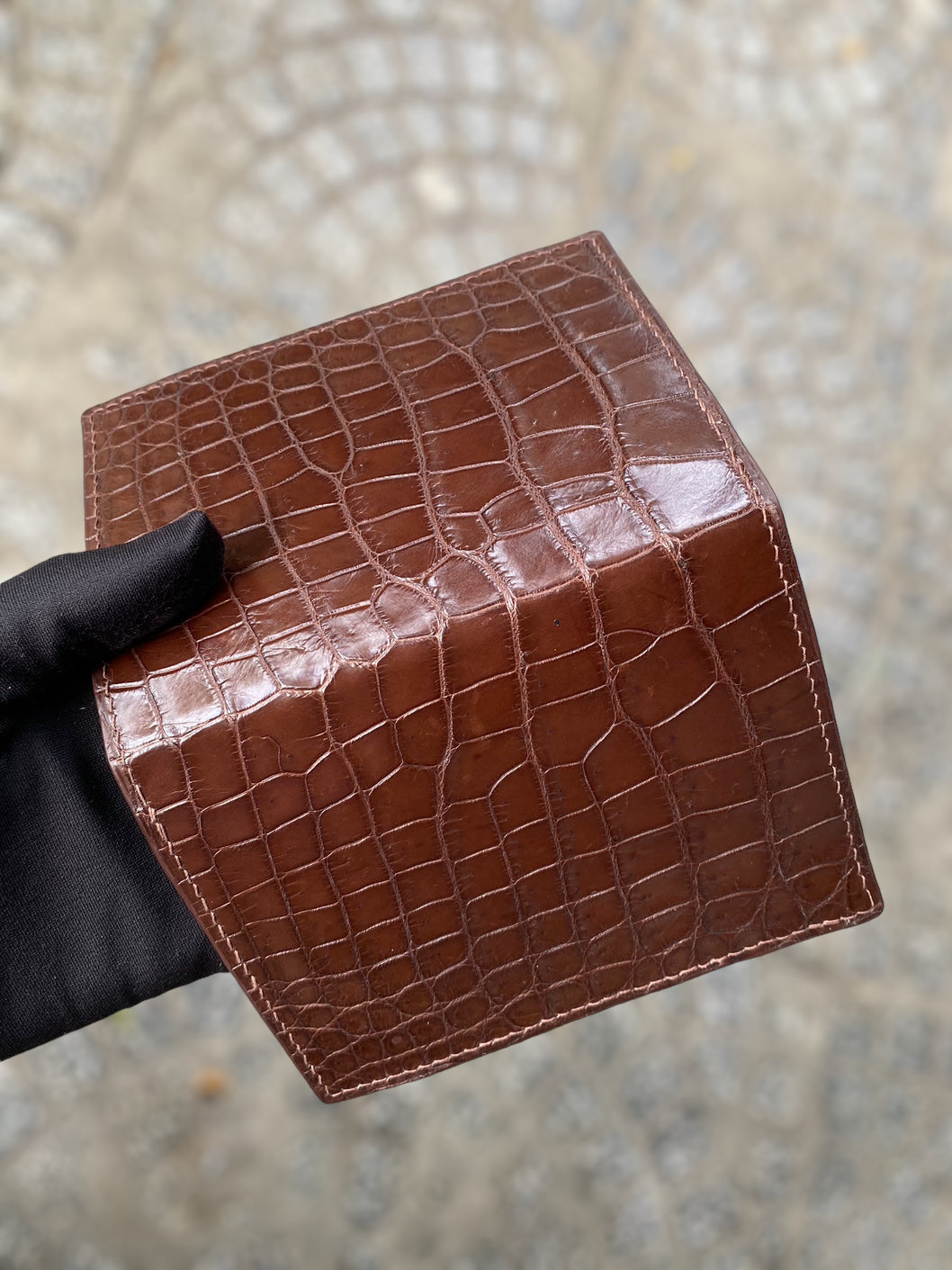 Custom Brown Alligator Passport Holder