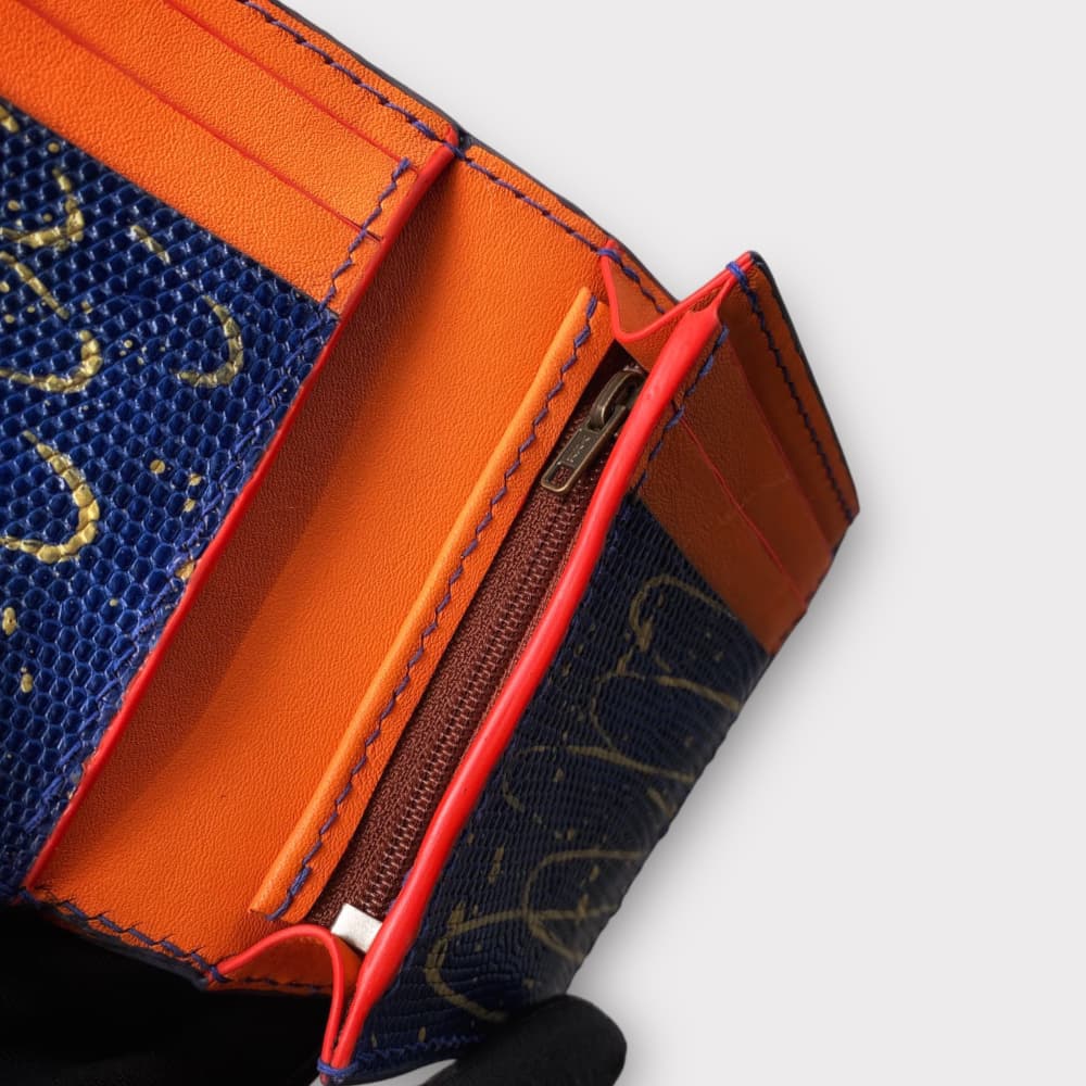 Navy Blue mix Gold Lizard Wallet