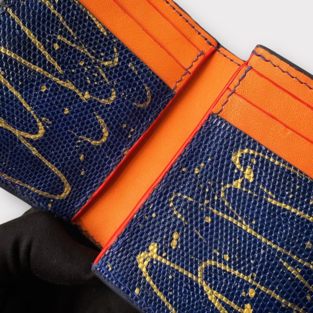 Navy Blue mix Gold Lizard Wallet