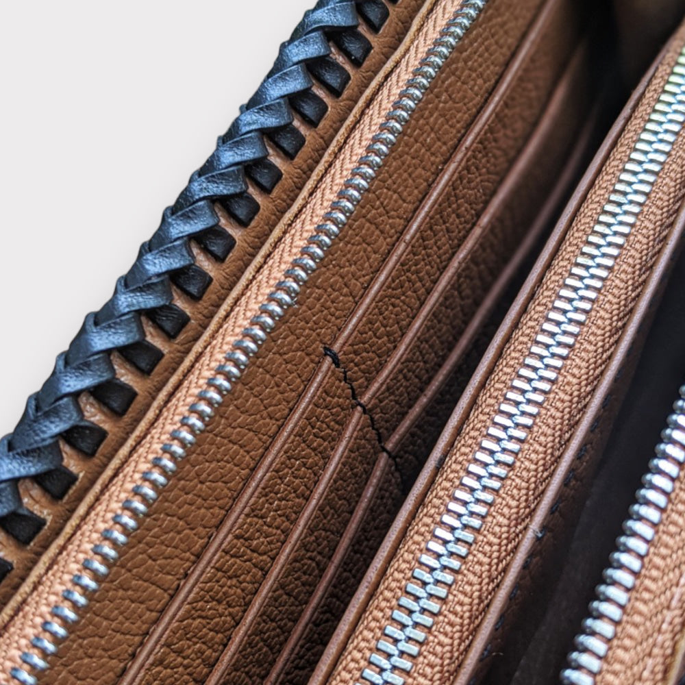 Custom Hand-Carved Dragon & Tiger Zipper Long Wallet