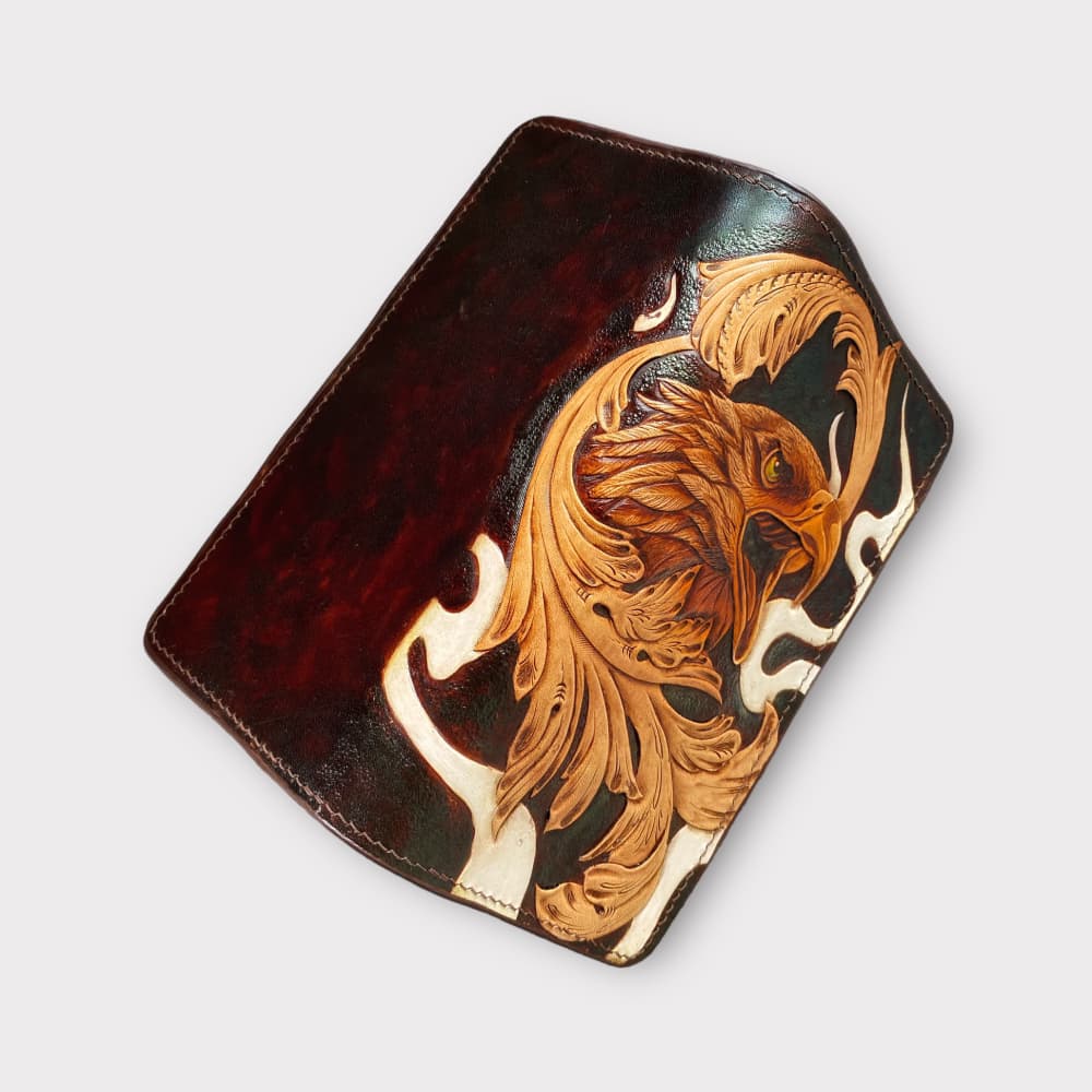Custom Hand-Carved Eagle Long Wallet