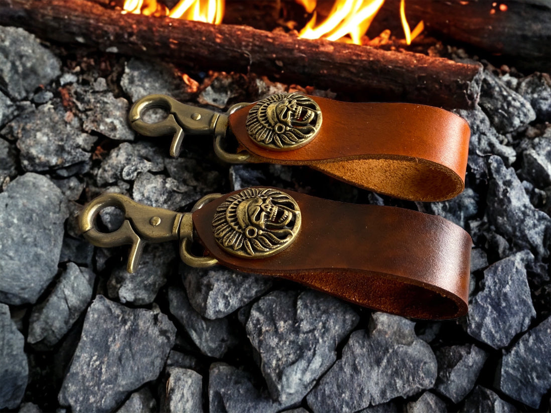 Handmade Leather Keychain / Biker Leather Keychain / Vegetable tanned leather keychain