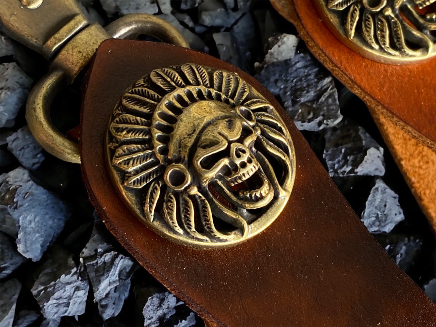 Handmade Leather Keychain / Biker Leather Keychain / Vegetable tanned leather keychain