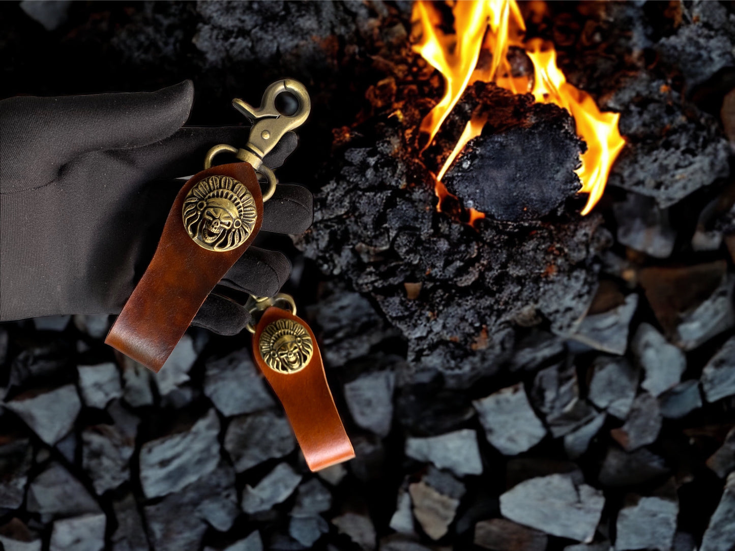 Handmade Leather Keychain / Biker Leather Keychain / Vegetable tanned leather keychain