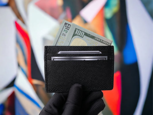 Custom Black Cowhide Card Holder