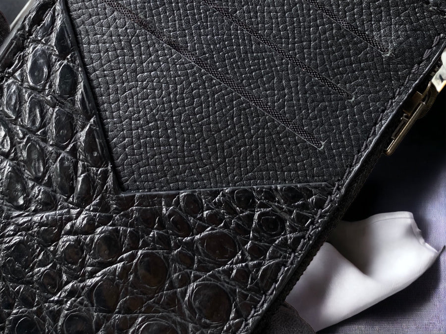 Custom Black Alligator Zipper Card Holder